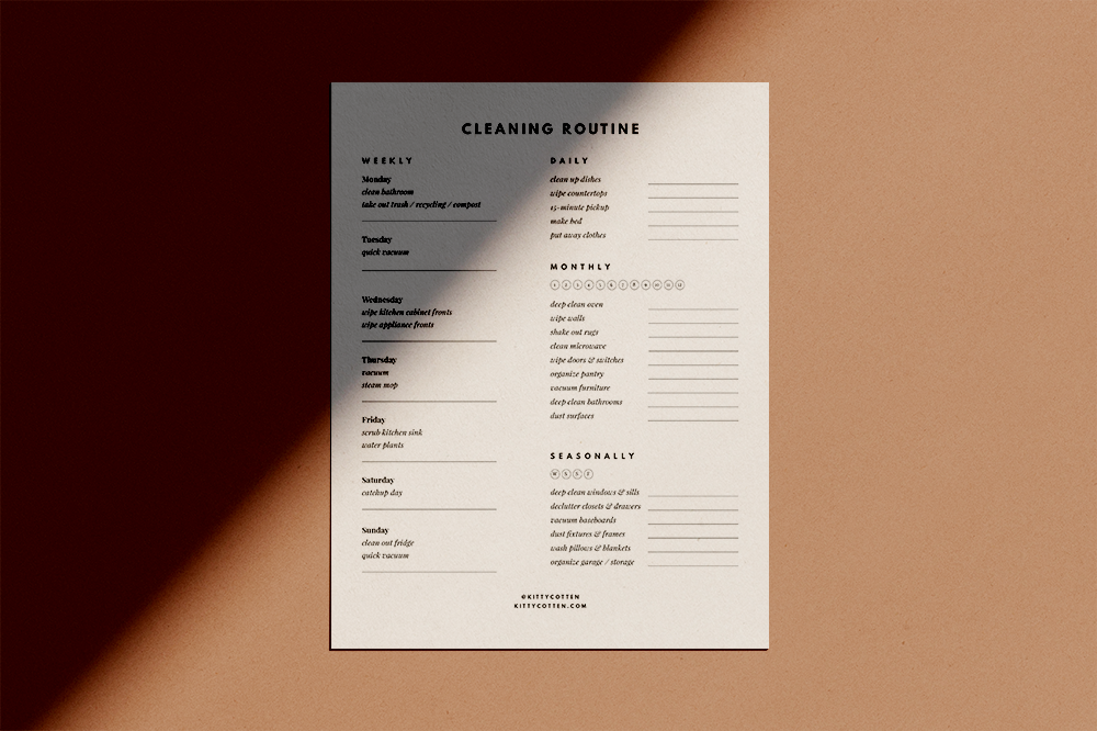 cleaning routine checklist