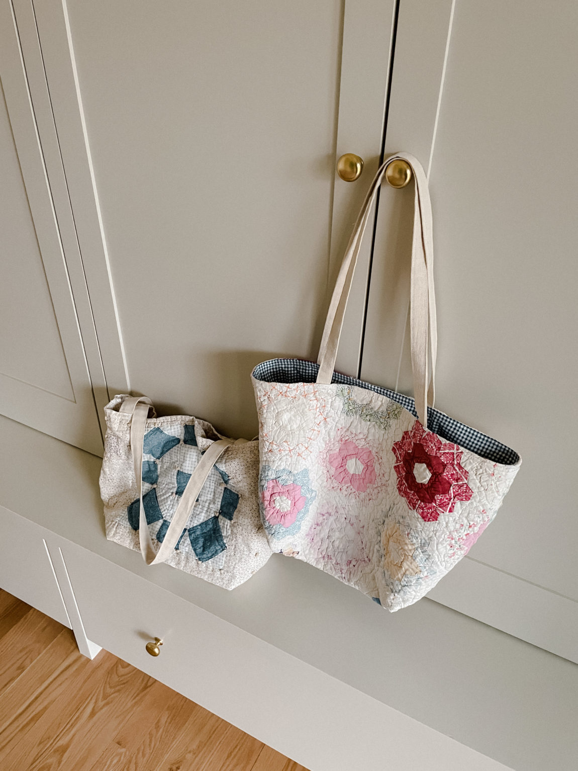 vintage cutter quilt tote bags | Kitty Cotten